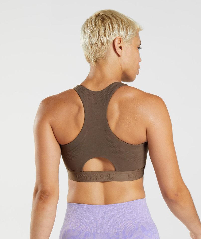 Women's Gymshark 315 Performance High Neck Sports Bra Dark Brown | CA 1N83AD